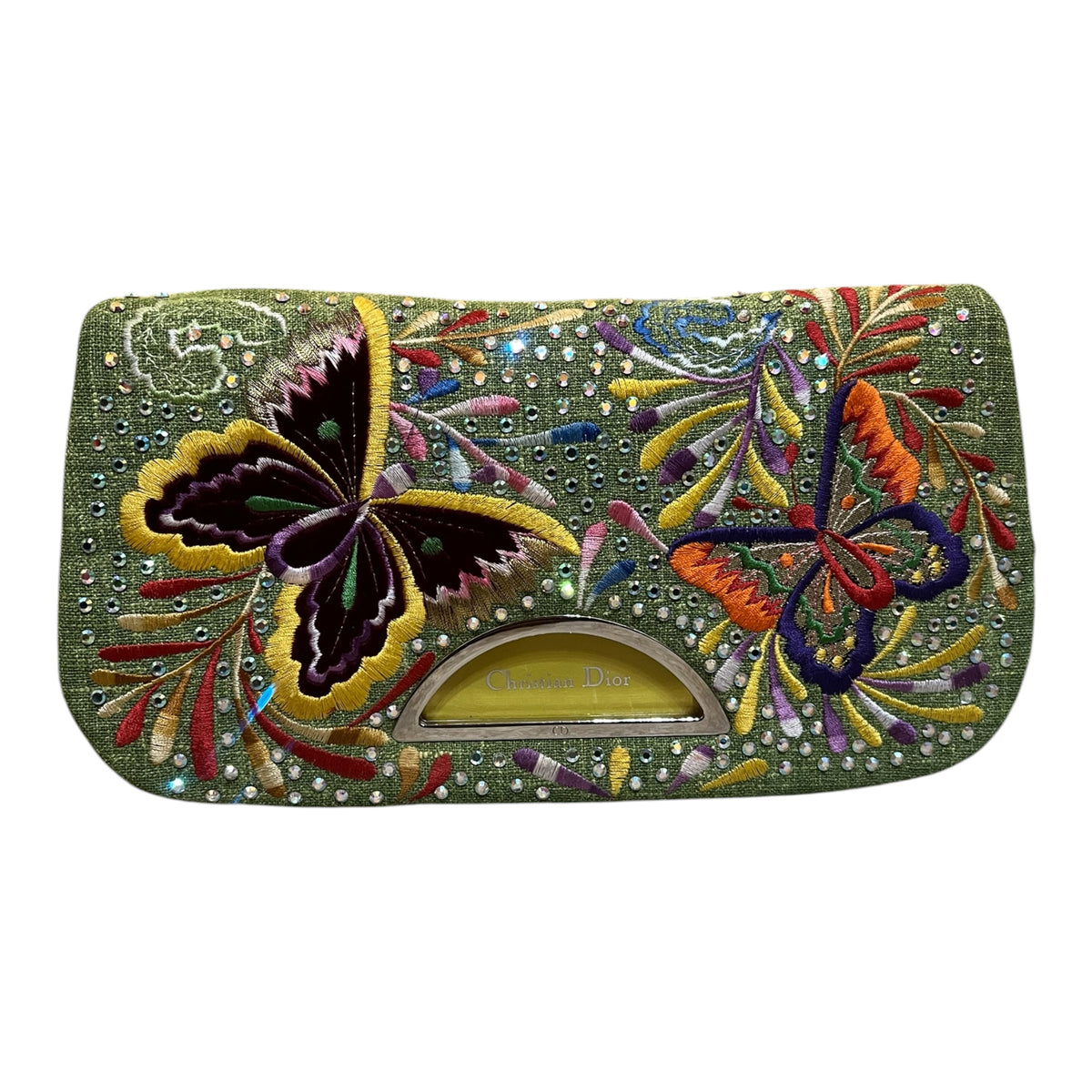 Dior Canvas Embroidered Butterfly Malice Clutch