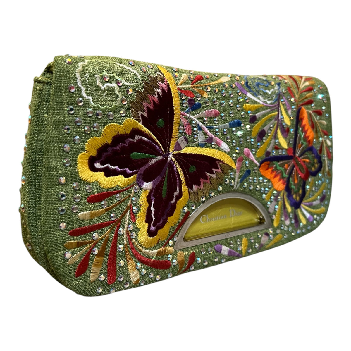 Dior Canvas Embroidered Butterfly Malice Clutch