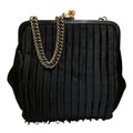 2006 Chanel Pleated Satin Frame Pearl Chain Fringe Shoulder Bag
