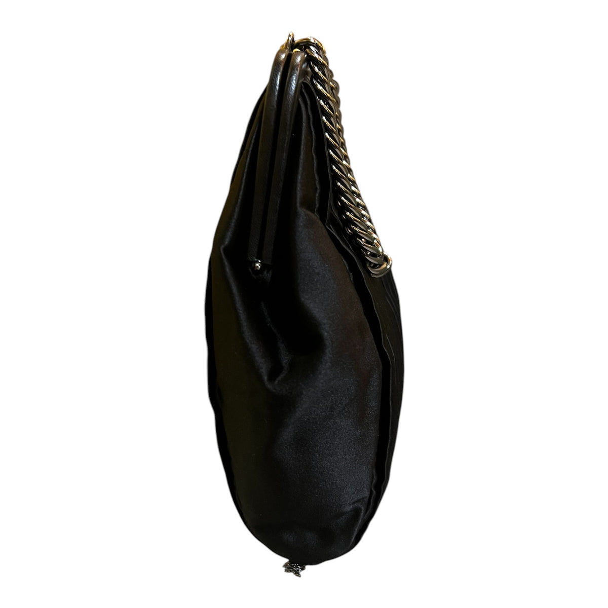 2006 Chanel Pleated Satin Frame Pearl Chain Fringe Shoulder Bag