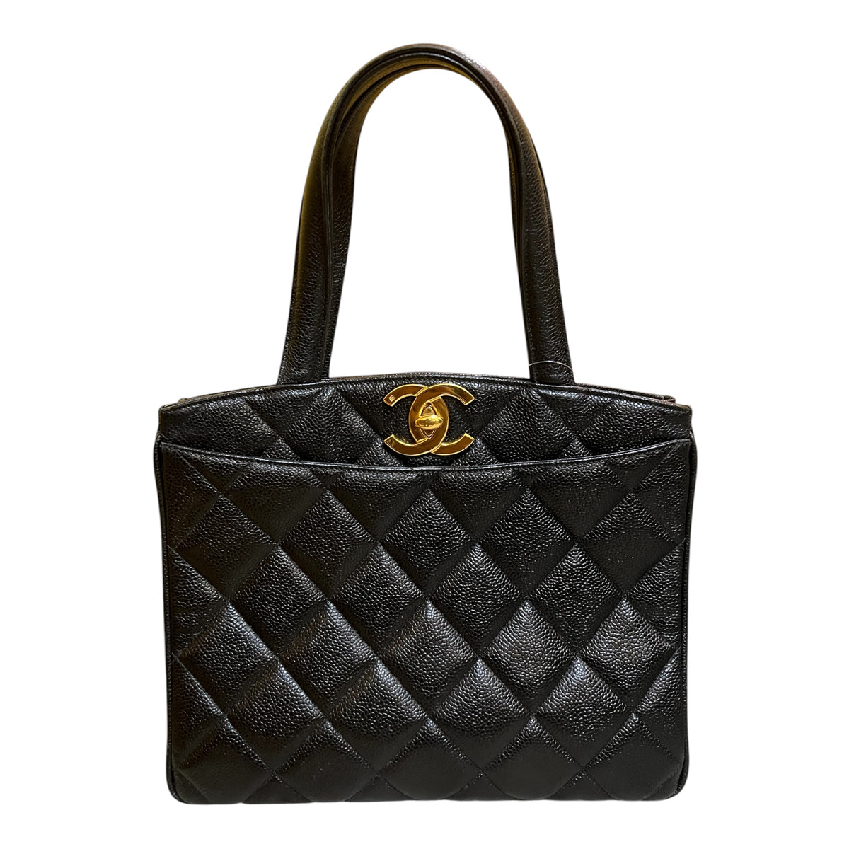 1994 Chanel CC Quilted Caviar Turnlock Handbag