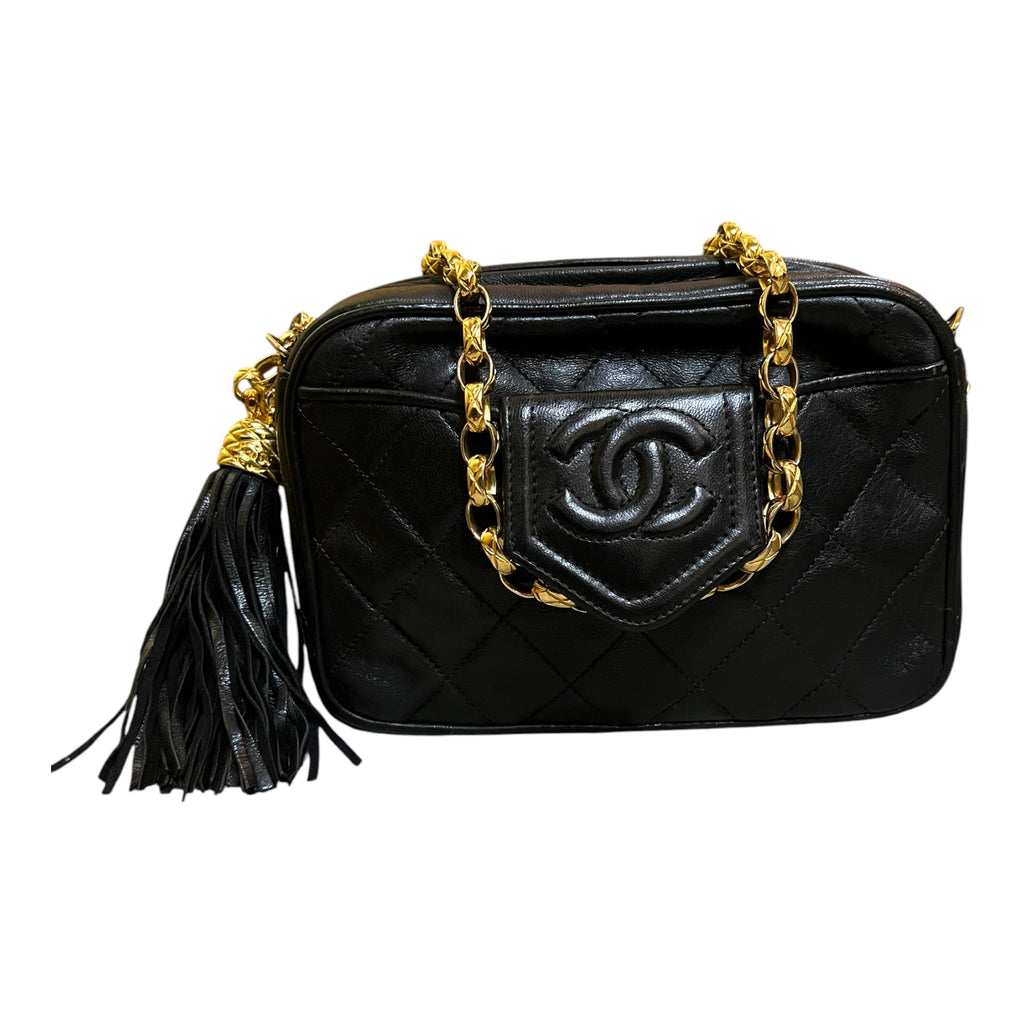 1989 Chanel CC Quilted Lambskin Tassel Camera Bag