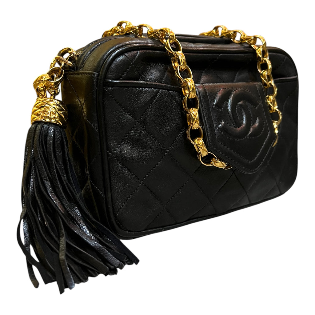 1989 Chanel CC Quilted Lambskin Tassel Camera Bag