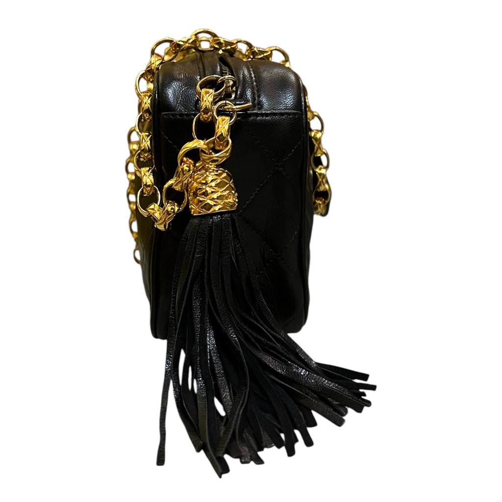 1989 Chanel CC Quilted Lambskin Tassel Camera Bag