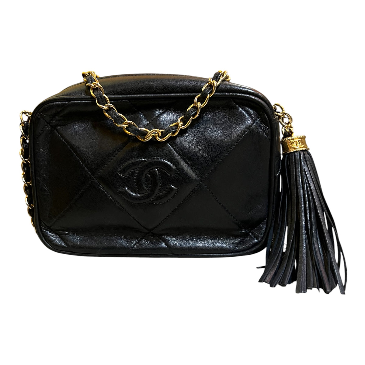 1986 Chanel CC Quilted Lambskin Tassel Camera Bag