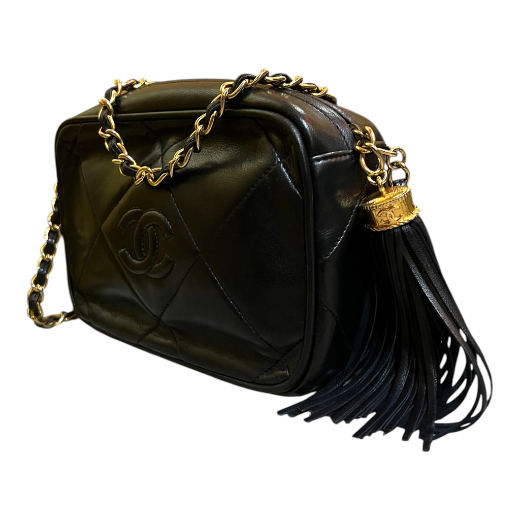 1986 Chanel CC Quilted Lambskin Tassel Camera Bag
