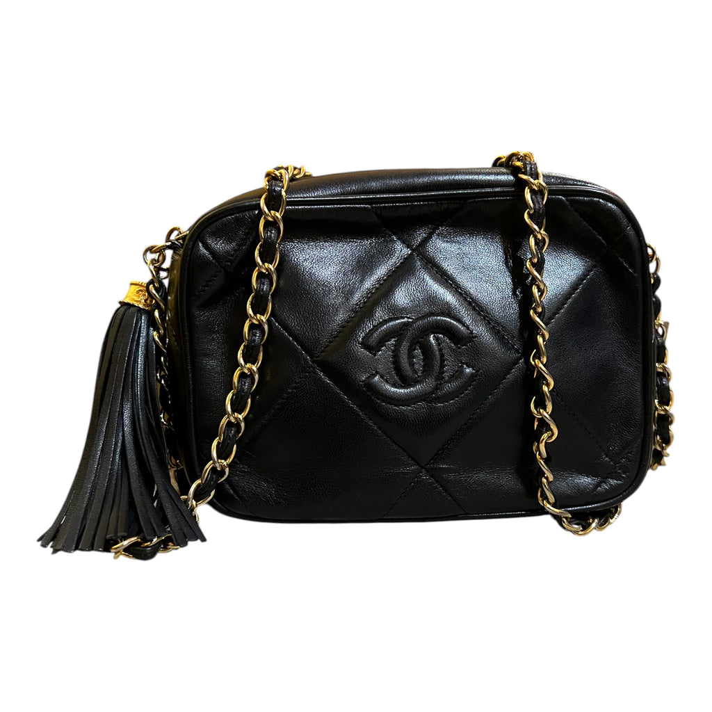 1986 Chanel CC Quilted Lambskin Tassel Camera Bag