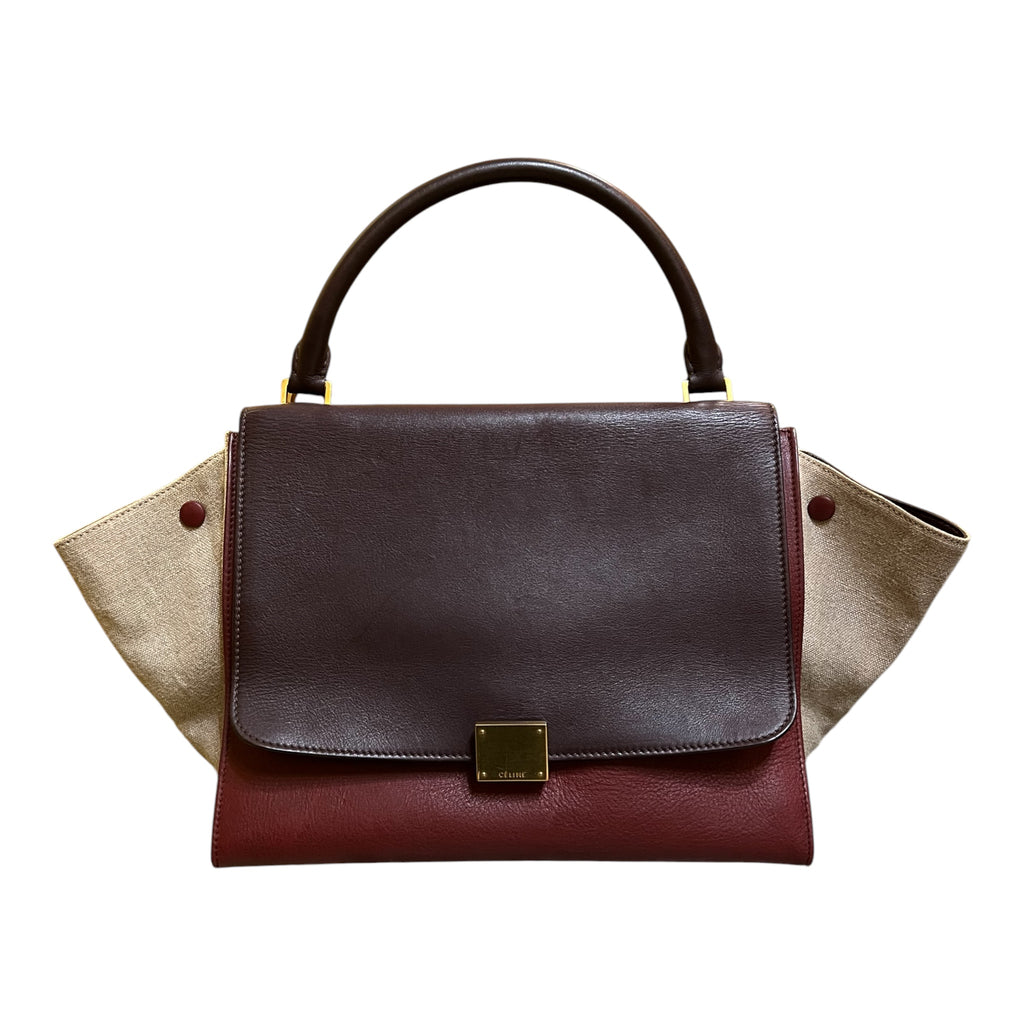 Céline Medium Tricolor Leather Trapeze Satchel