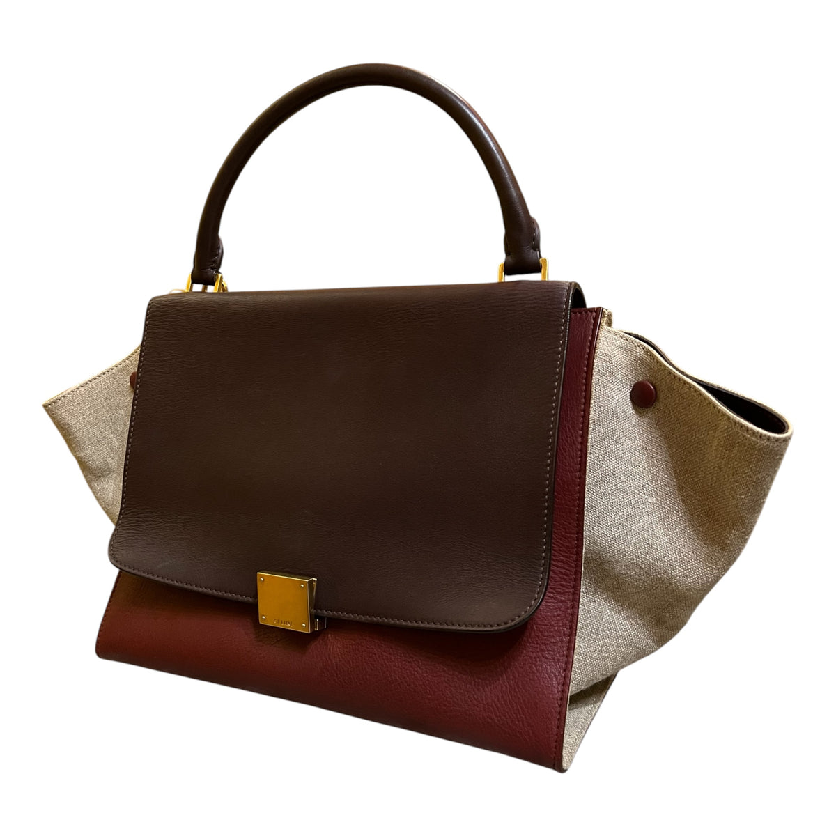 Céline Medium Tricolor Leather Trapeze Satchel