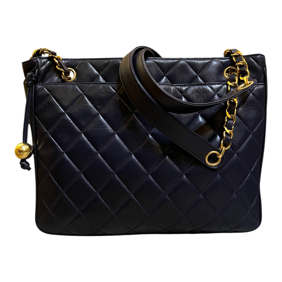 1994 Chanel Quilted Bicolor Lambskin Coco Ball Chain Tote