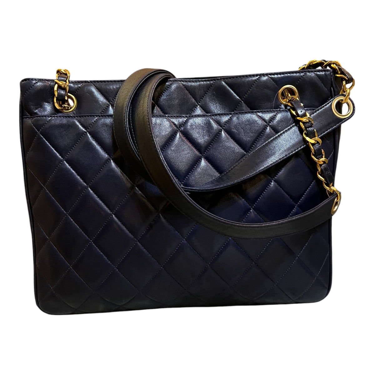 1994 Chanel Quilted Bicolor Lambskin Coco Ball Chain Tote