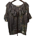 Saint Laurent Rive Gauche sheer black blouse with small polka dots