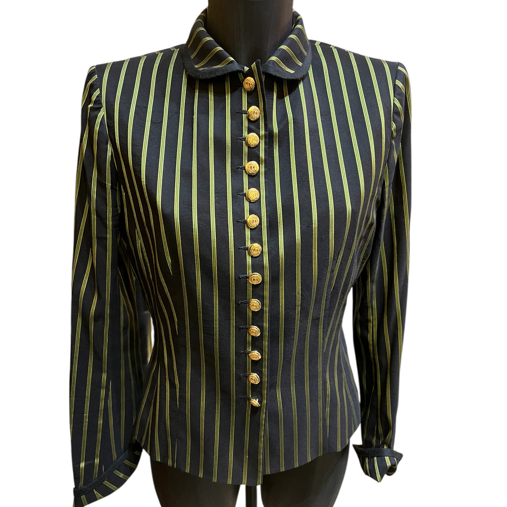Nina Ricci tailored jacket in black with green stripes