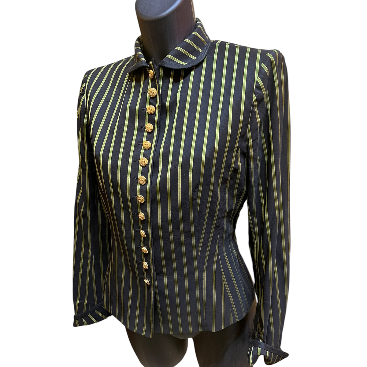 Nina Ricci tailored jacket in black with green stripes