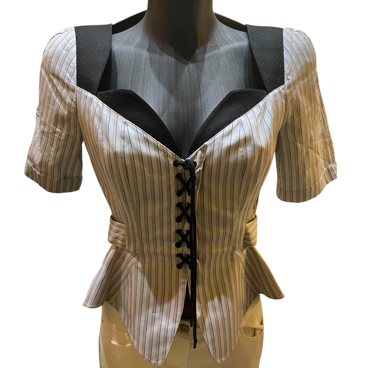 Mugler tailored jacket, white with black stripes