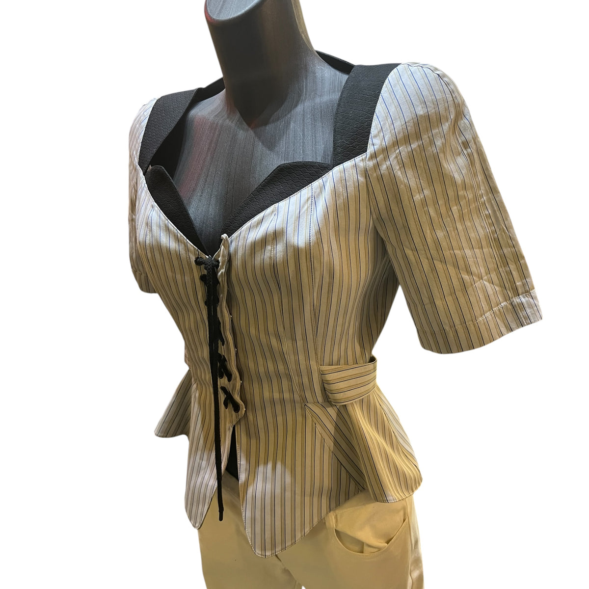 Mugler tailored jacket, white with black stripes