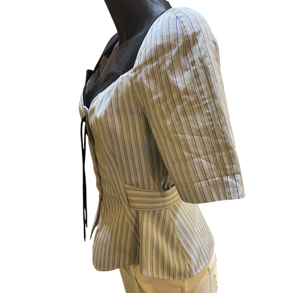 Mugler tailored jacket, white with black stripes
