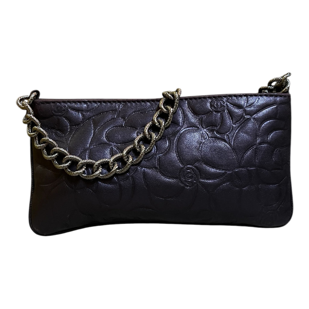 2003 Chanel Embossed Lambskin Camellia Chain Pochette