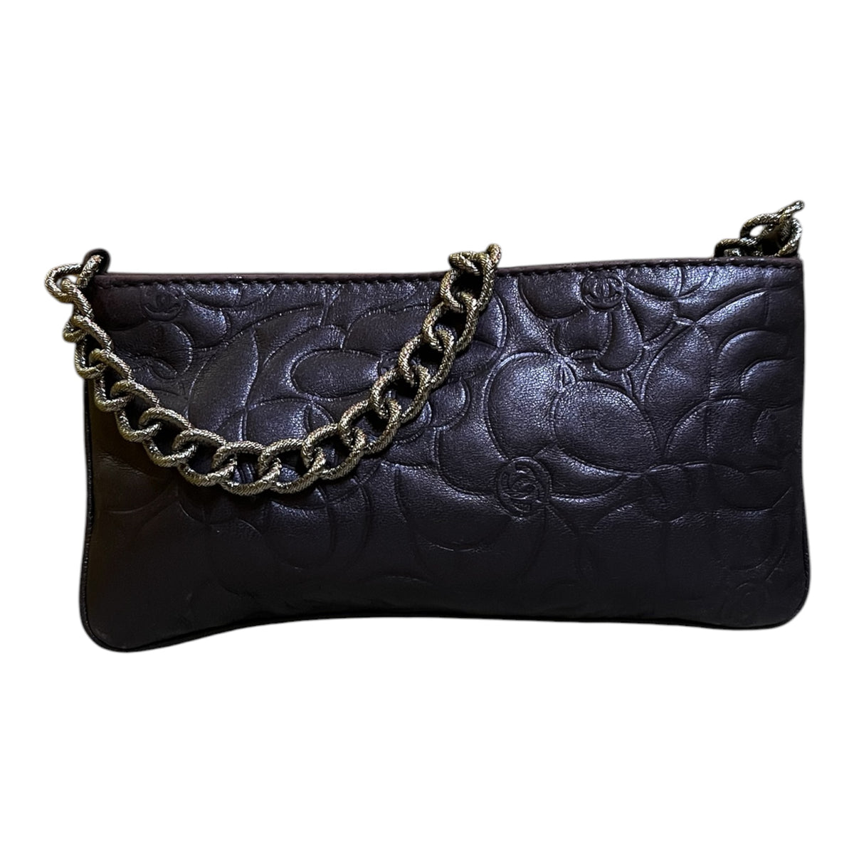 2003 Chanel Embossed Lambskin Camellia Chain Pochette