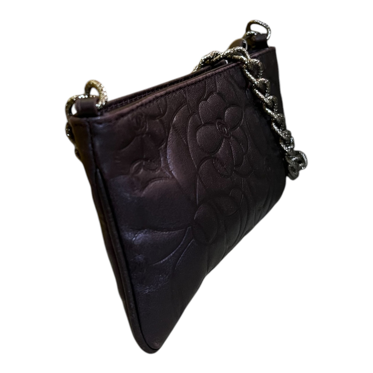 2003 Chanel Embossed Lambskin Camellia Chain Pochette