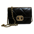 2021 Quilted Calfskin and Strass Flap Clutch with Chain