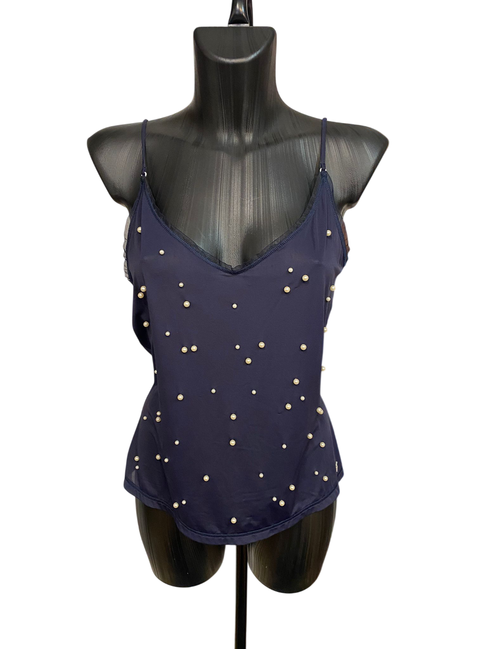 Chanel Blue Top with Pearls