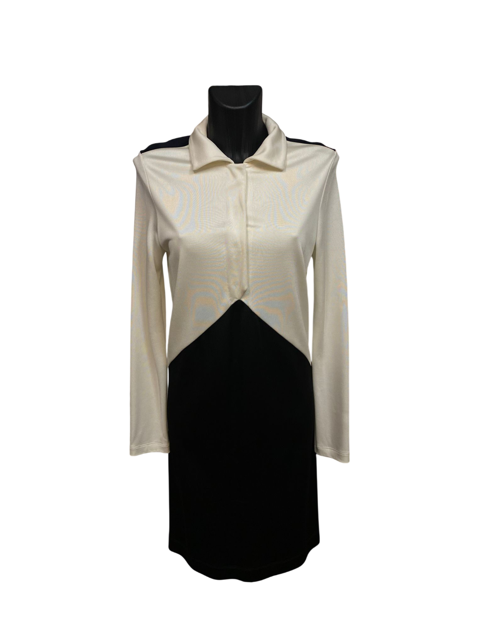 BALENCIAGA Paris Black & Ivory Colorblock Dress