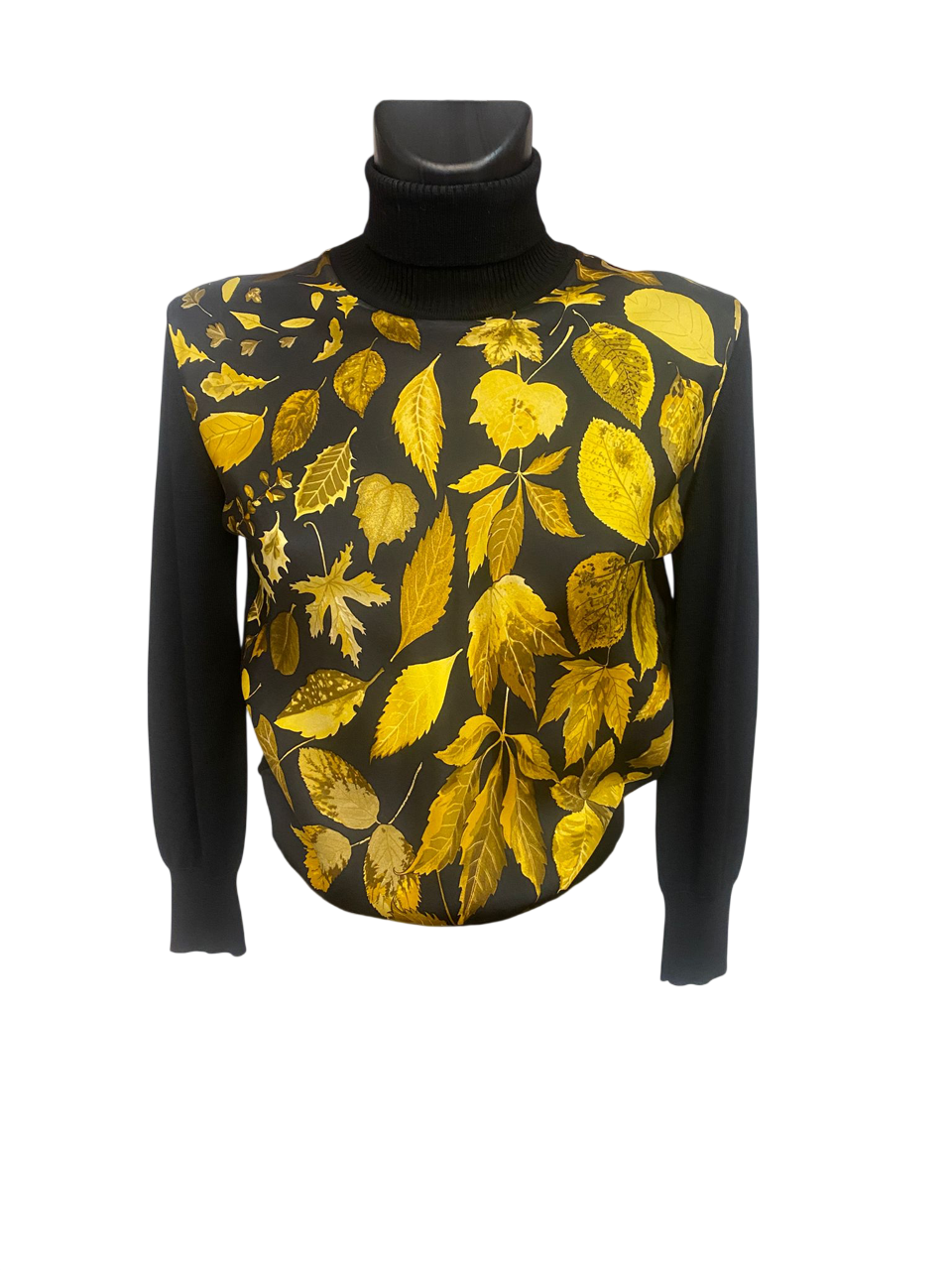 Hermès Wool and Silk Foliage Print Turtle Neck