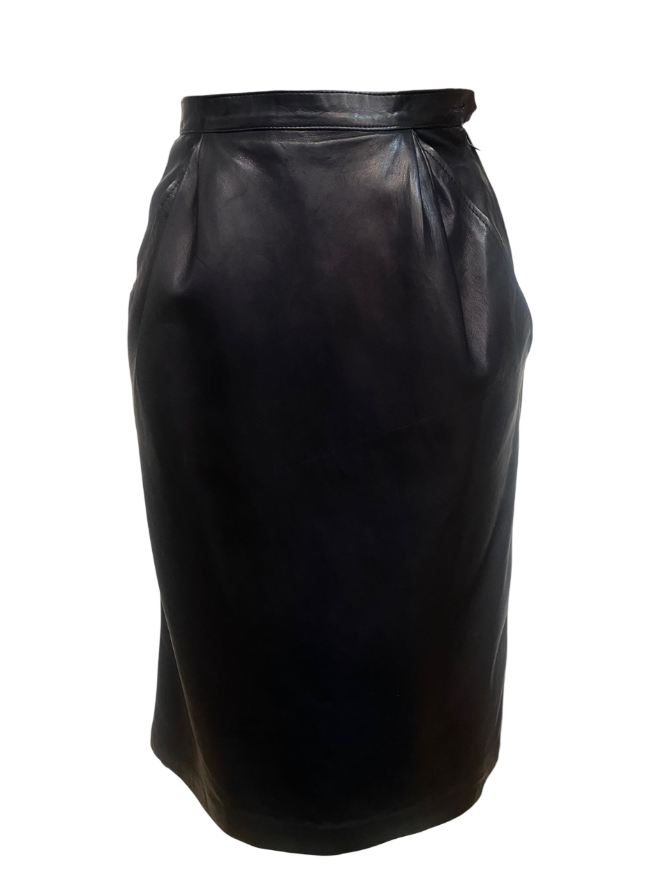 Saint Laurent Rive Gauche midnight blue leather skirt