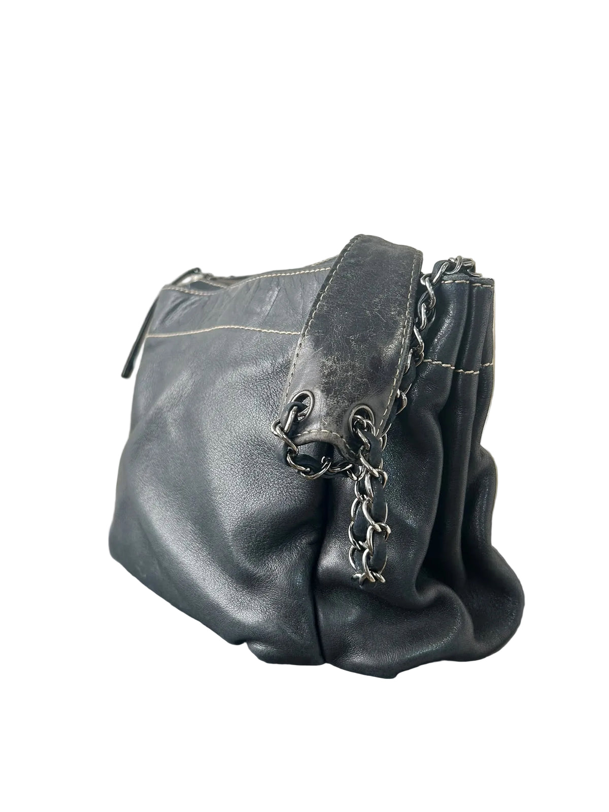 Chanel Black Lambskin LAX Accordion Camera Shoulder Bag 2003/2004