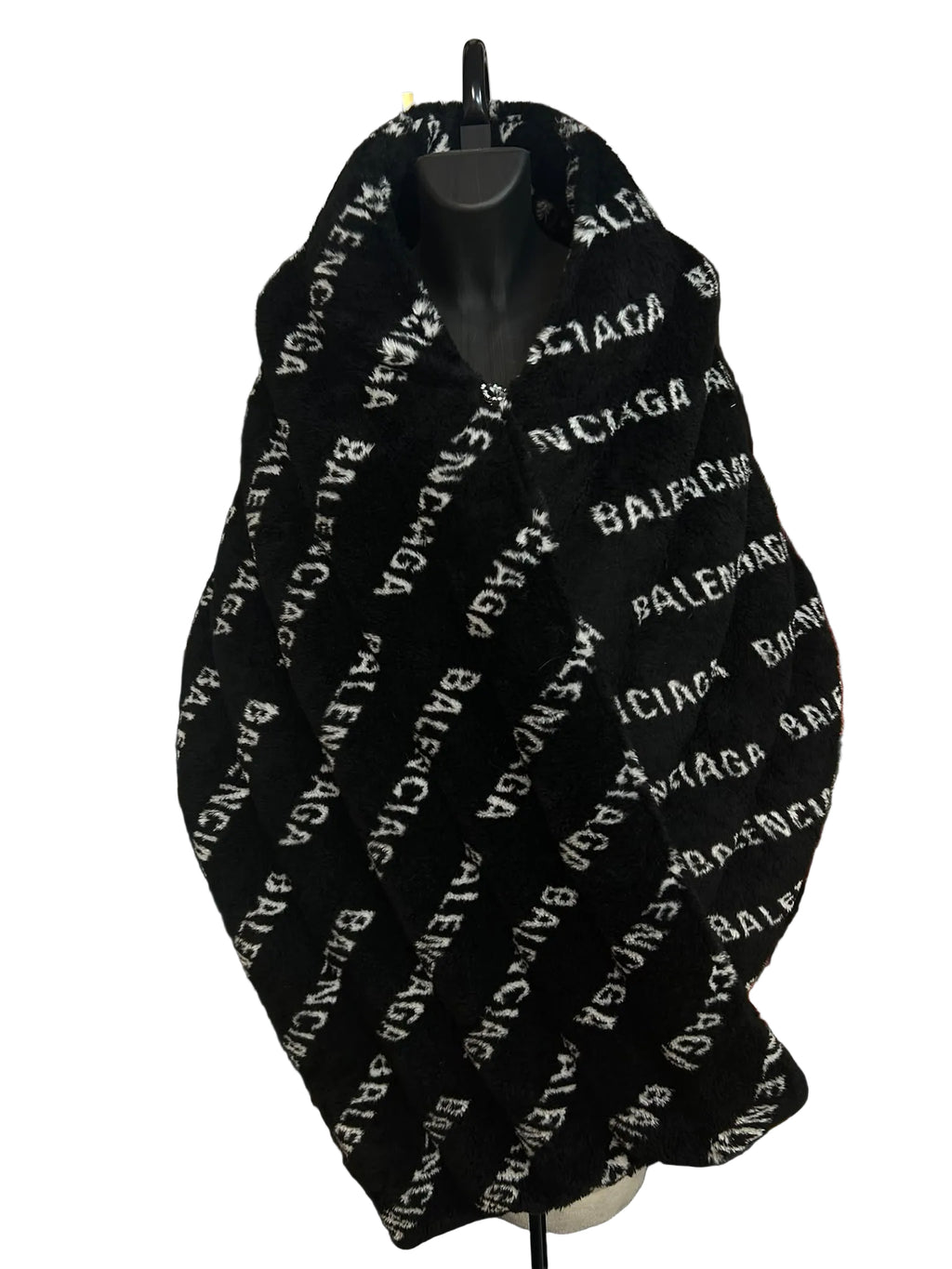 Balenciaga XXL Logo Scarf in Faux Fur