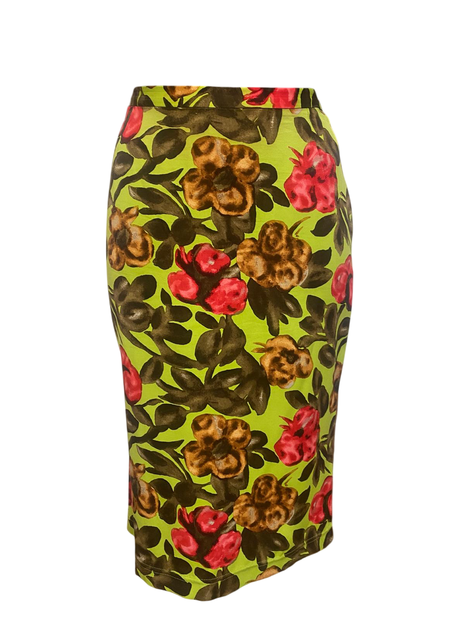 Dolce & Gabbana Green Floral Print Silk Skirt