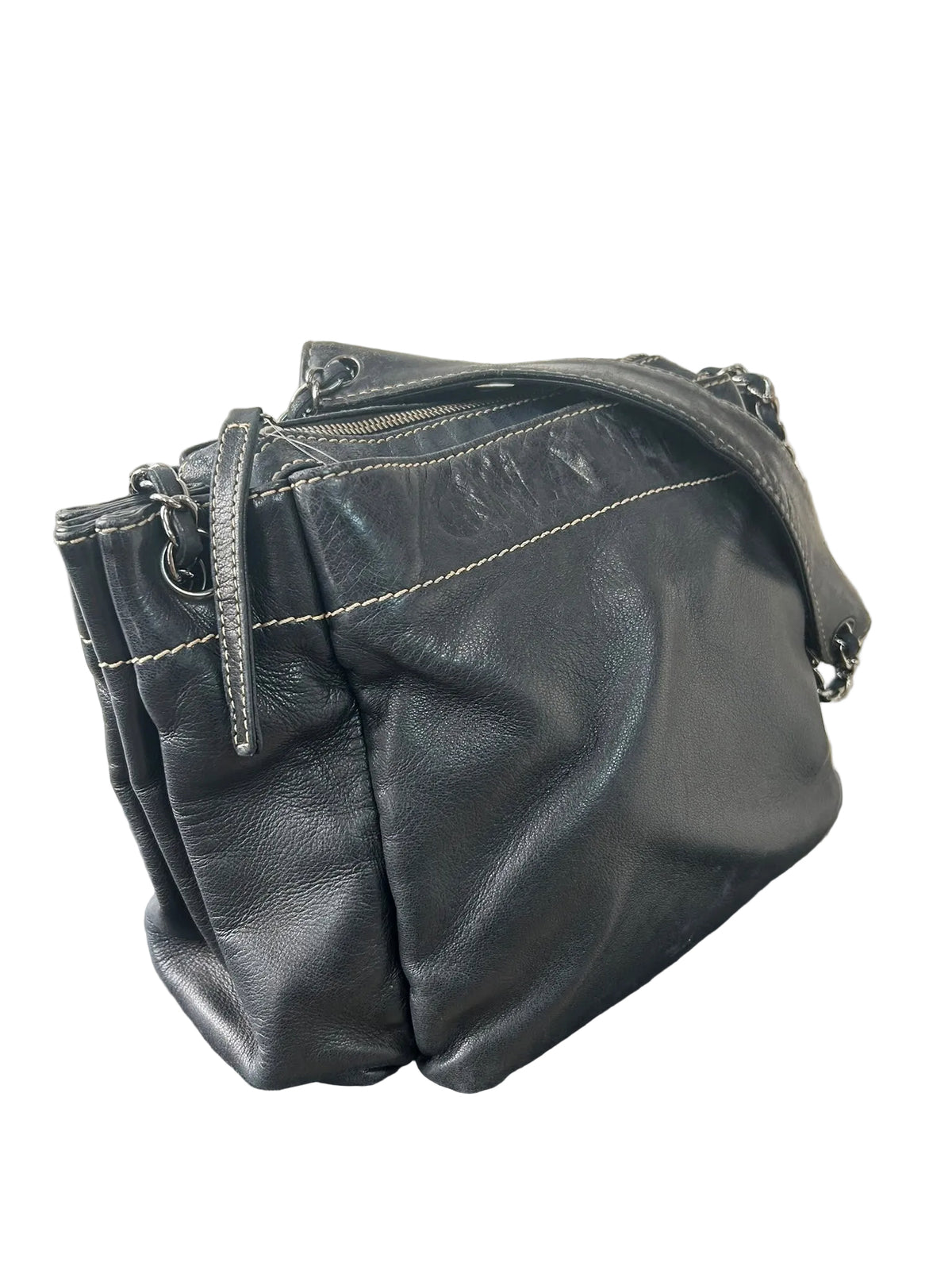 Chanel Black Lambskin LAX Accordion Camera Shoulder Bag 2003/2004