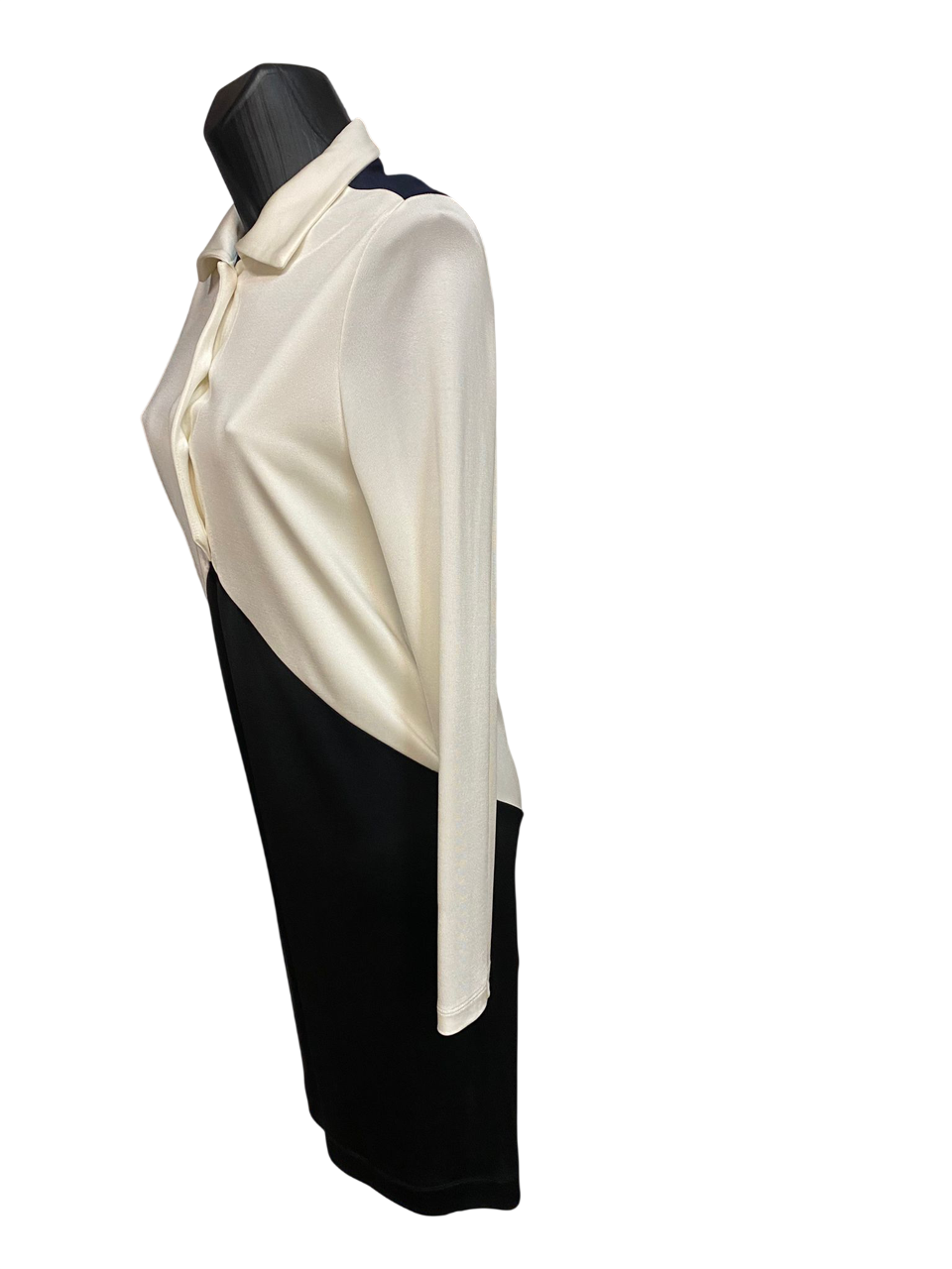 BALENCIAGA Paris Black & Ivory Colorblock Dress