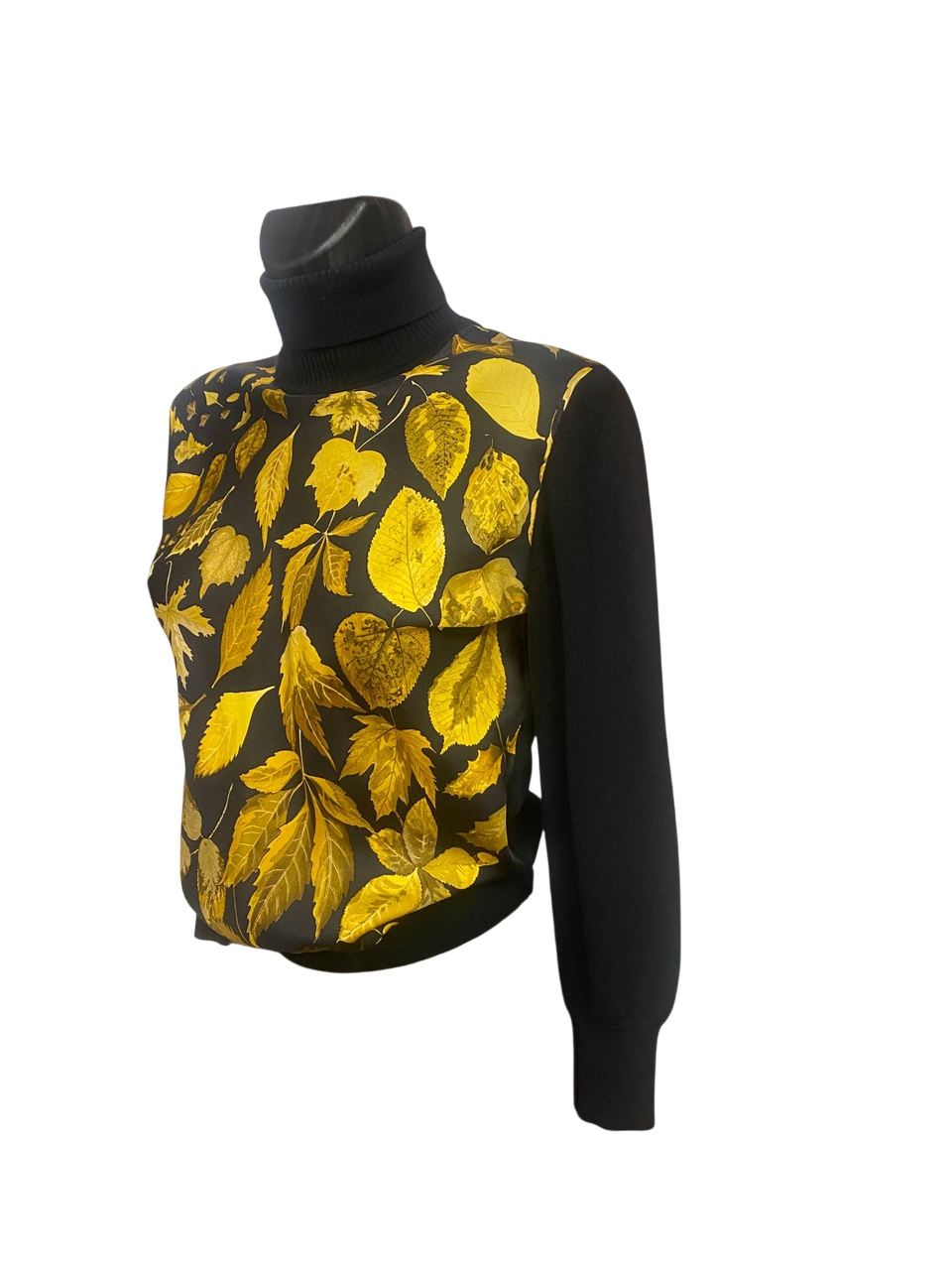 Hermès Wool and Silk Foliage Print Turtle Neck