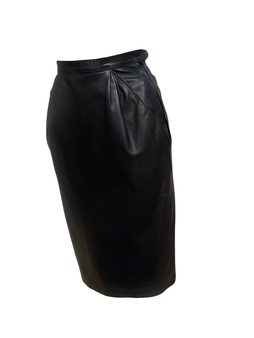 Saint Laurent Rive Gauche midnight blue leather skirt