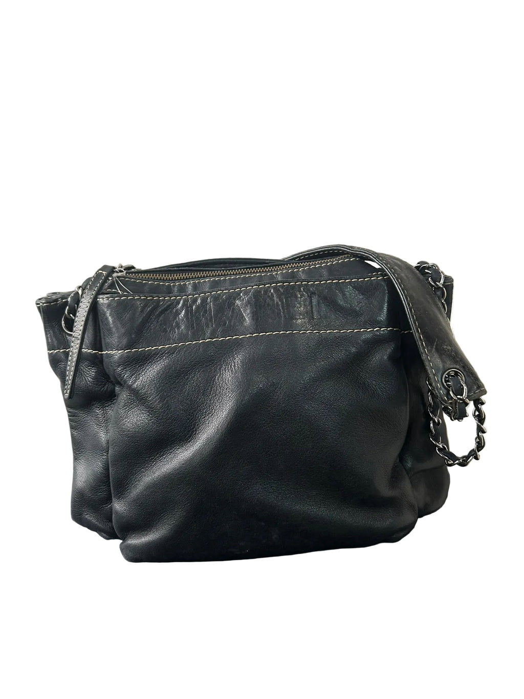 Chanel Black Lambskin LAX Accordion Camera Shoulder Bag 2003/2004