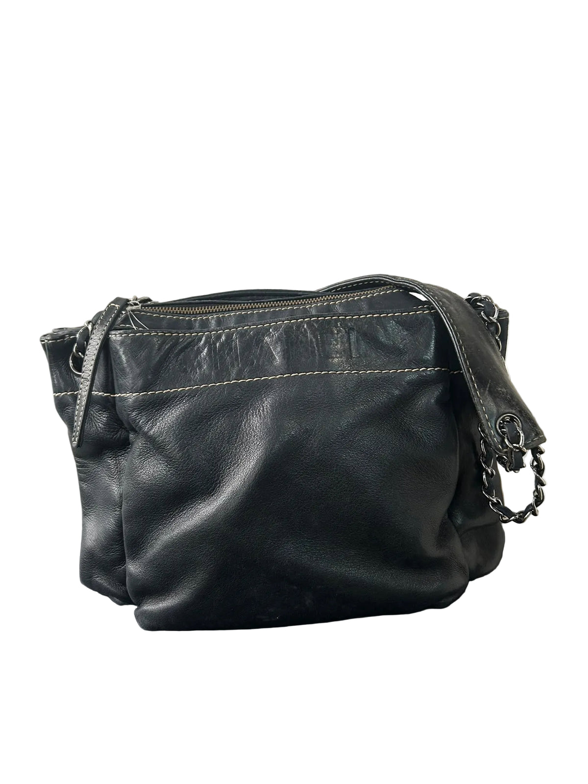 Chanel Black Lambskin LAX Accordion Camera Shoulder Bag 2003/2004