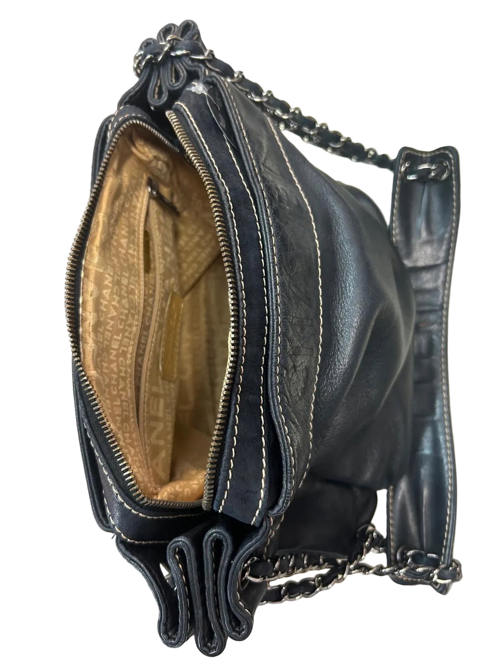 Chanel Black Lambskin LAX Accordion Camera Shoulder Bag 2003/2004
