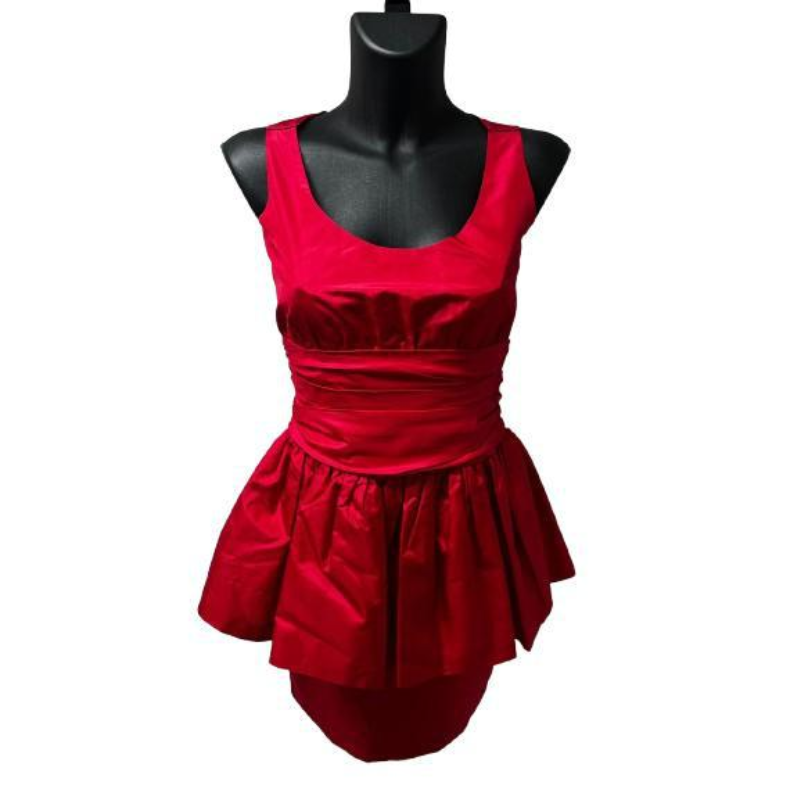 Azzaro Red Cocktail Peplum Dress