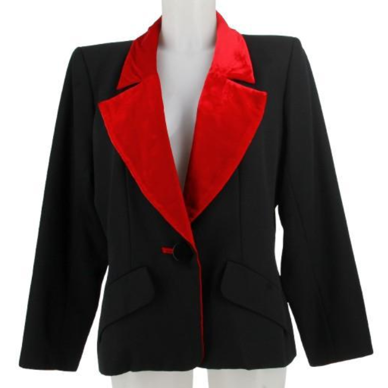 1990 Yves Saint Laurent Rive Gauche Black and Red Velvet Jacket