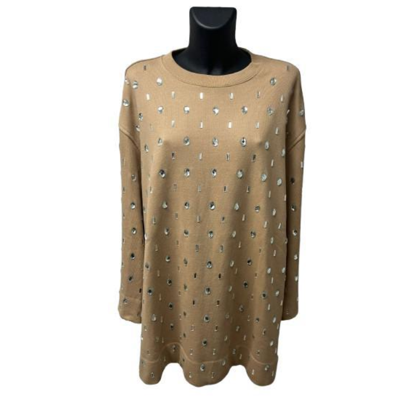 Dries Van Noten Beige Sweater with Crystals Ma boutique