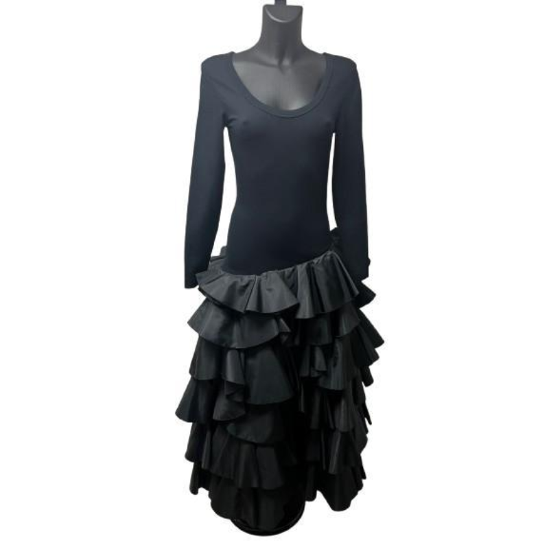 Louis Féraud Flounced Black Gown