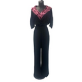 Prada Short-Sleeved Jumpsuit with Jacquard V-Neck