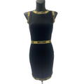 Moschino Black Dress with Logo Golden Stripes