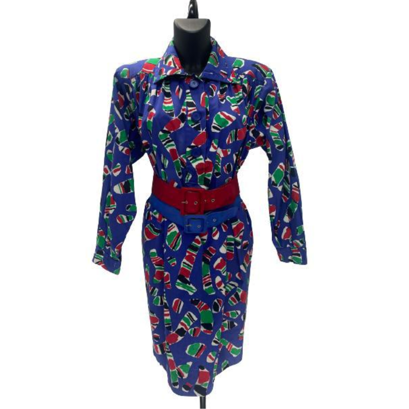 Yves Saint Laurent Abstract Dress with Belts