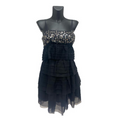 Christian Dior Black Mirroir Beads Ruffles Dress With Straps