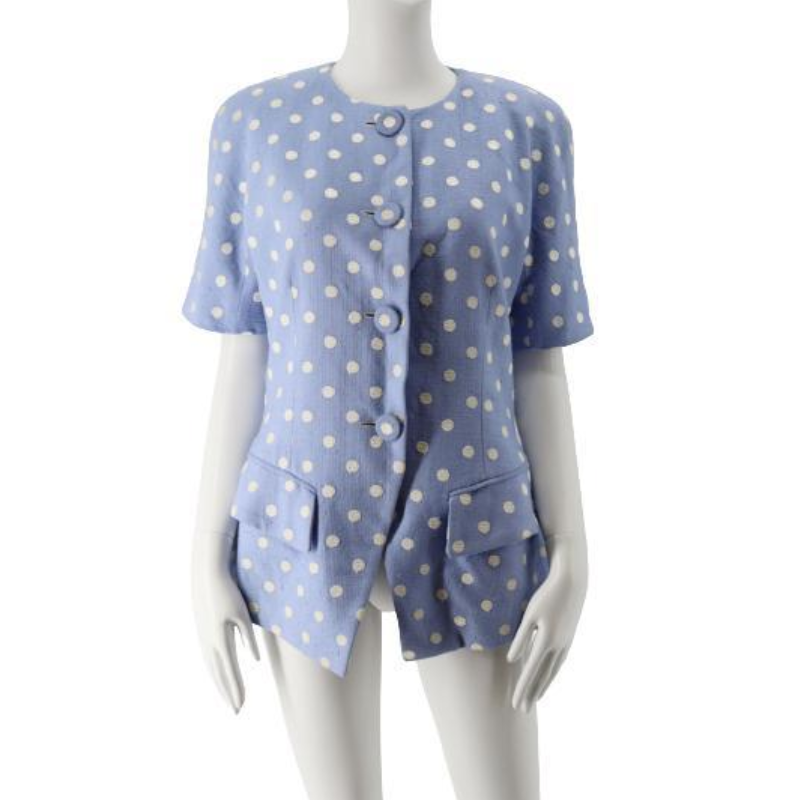 Christian Dior Blue Linen Polka Jacket