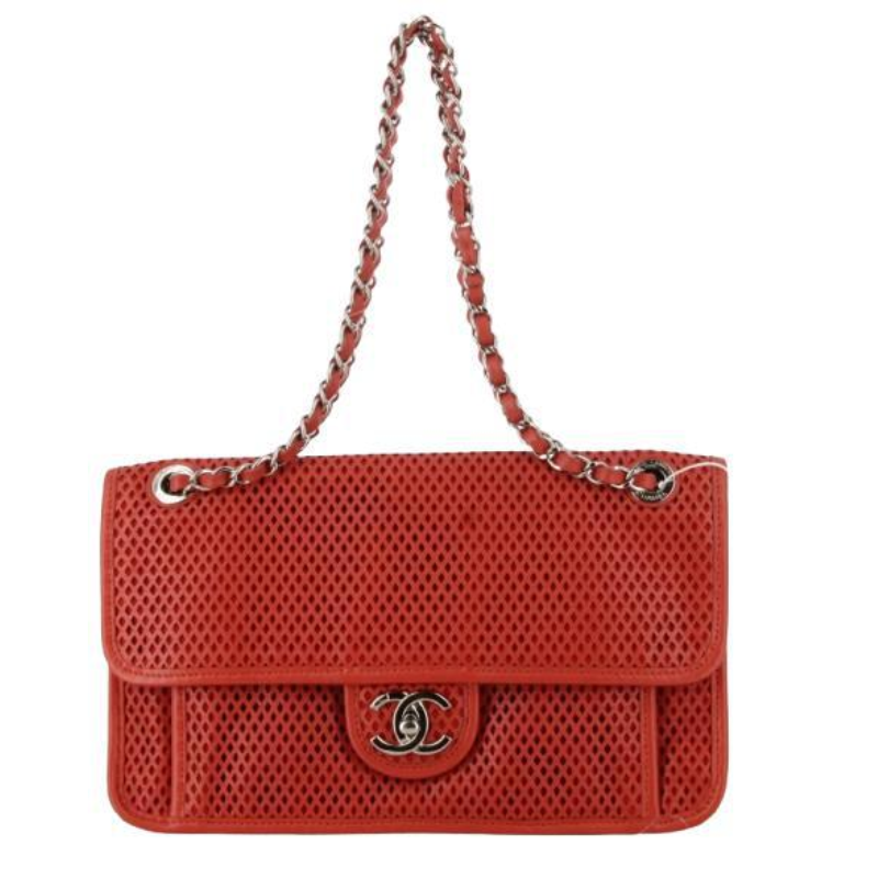 2012 Chanel Red Perforated Shoulder Bag