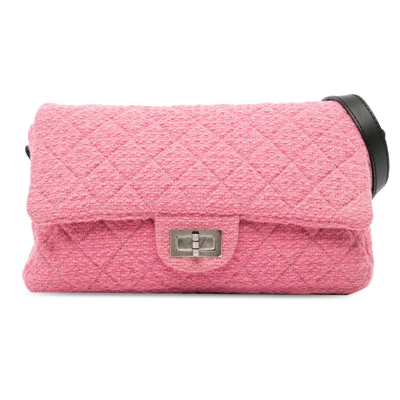 2009 Chanel Pink Tweed Mademoiselle Lock Crossbody